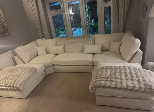 New cream shape sofa - u,
